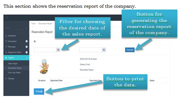 Reservation Report Page - Food Online Reservation System PHP MySQL Source Code