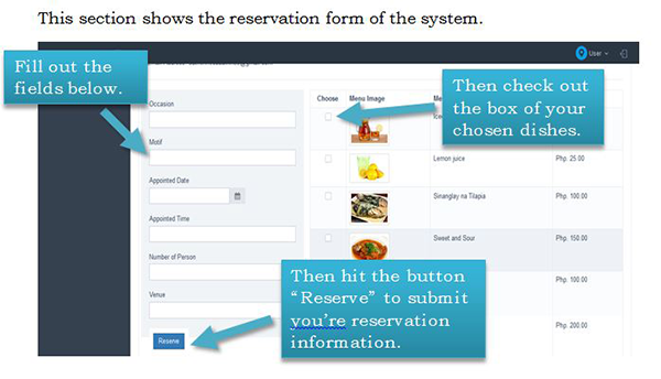 The Reservation Form - Food Online Reservation System PHP MySQL Source Code