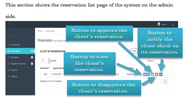 The Reservation List Page - Food Online Reservation System PHP MySQL Source Code