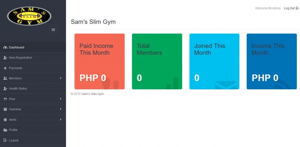 Gym Management System PHP MySQL Source Code Dashboard