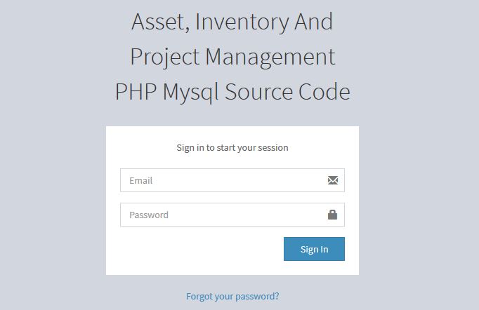 login 5 - Asset, Inventory And Project Management PHP MySQL Source Code